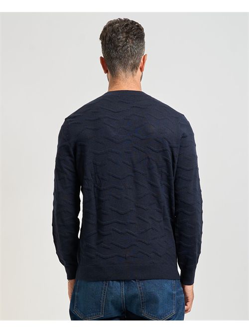 Men's Armani Exchange crew neck sweater with wavy texture ARMANI EXCHANGE | XM001560-AF11982FB066